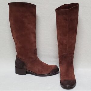 Frye Elena Women's Pull-On Distressed Brown Suede Casual Dress Boot 8B Western